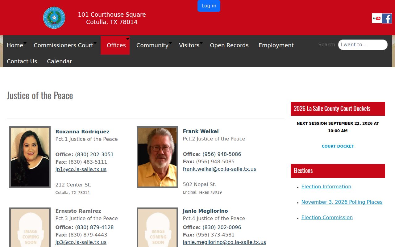 La Salle County bench warrant courts, four Justice of the Peace precinct contacts