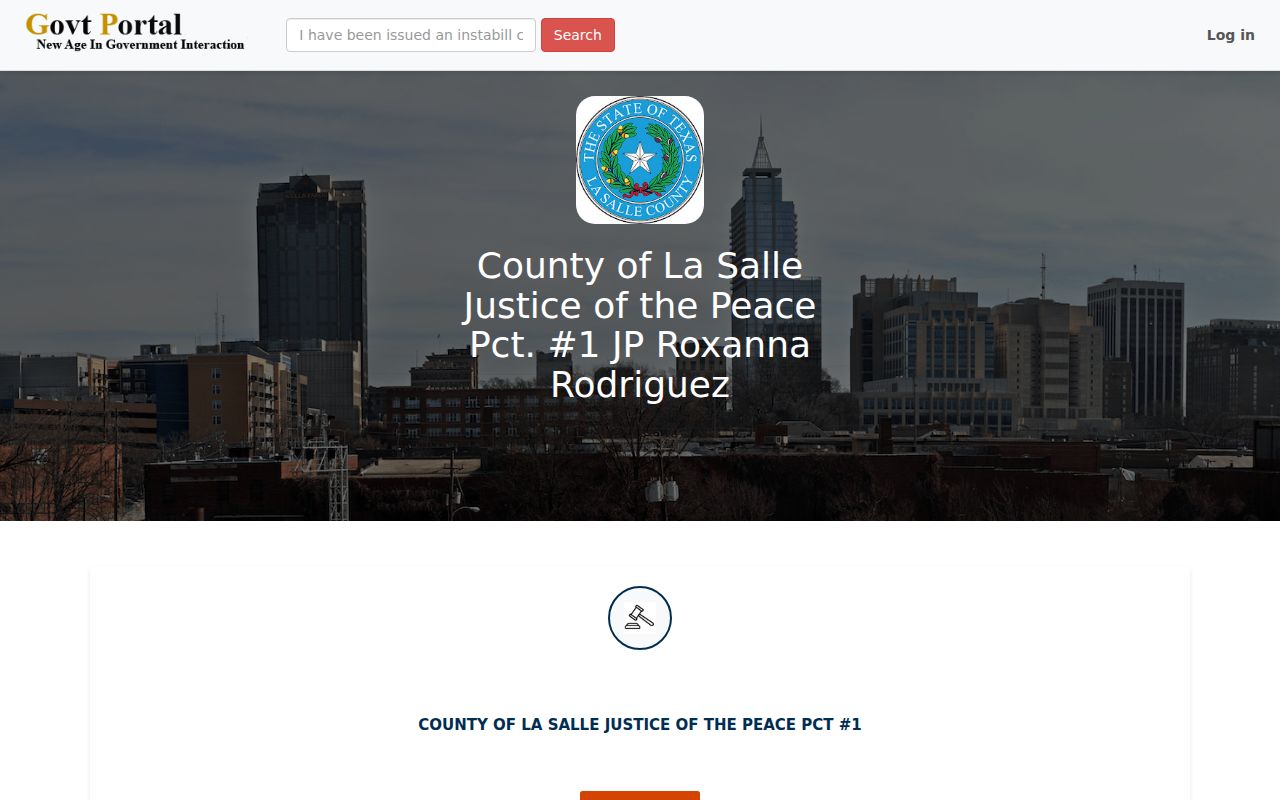 La Salle County traffic warrant route, JP1 government portal landing page