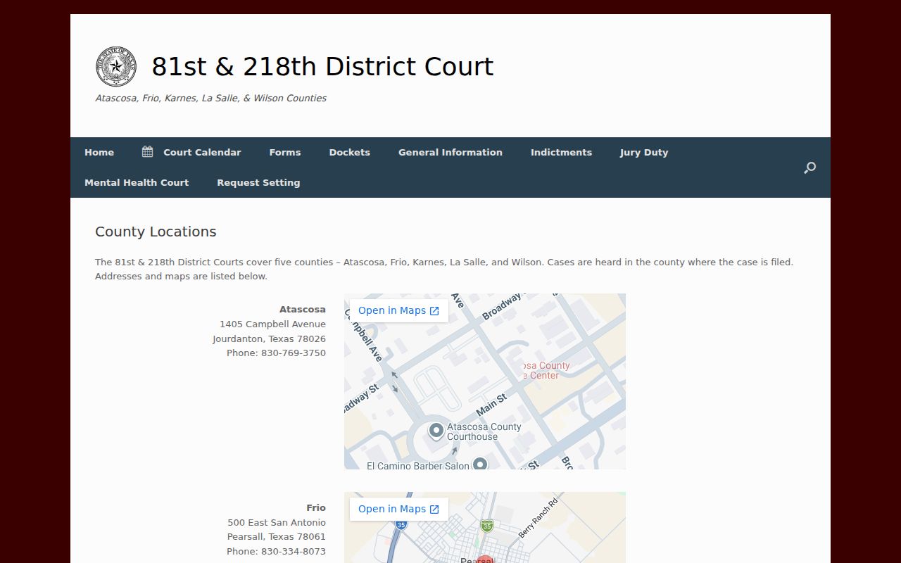 La Salle County arrest warrant court location, district court La Salle entry