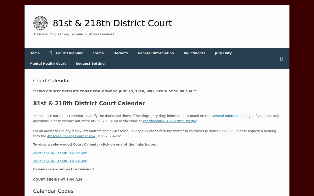 La Salle County warrant search context, district court calendar and LASA code