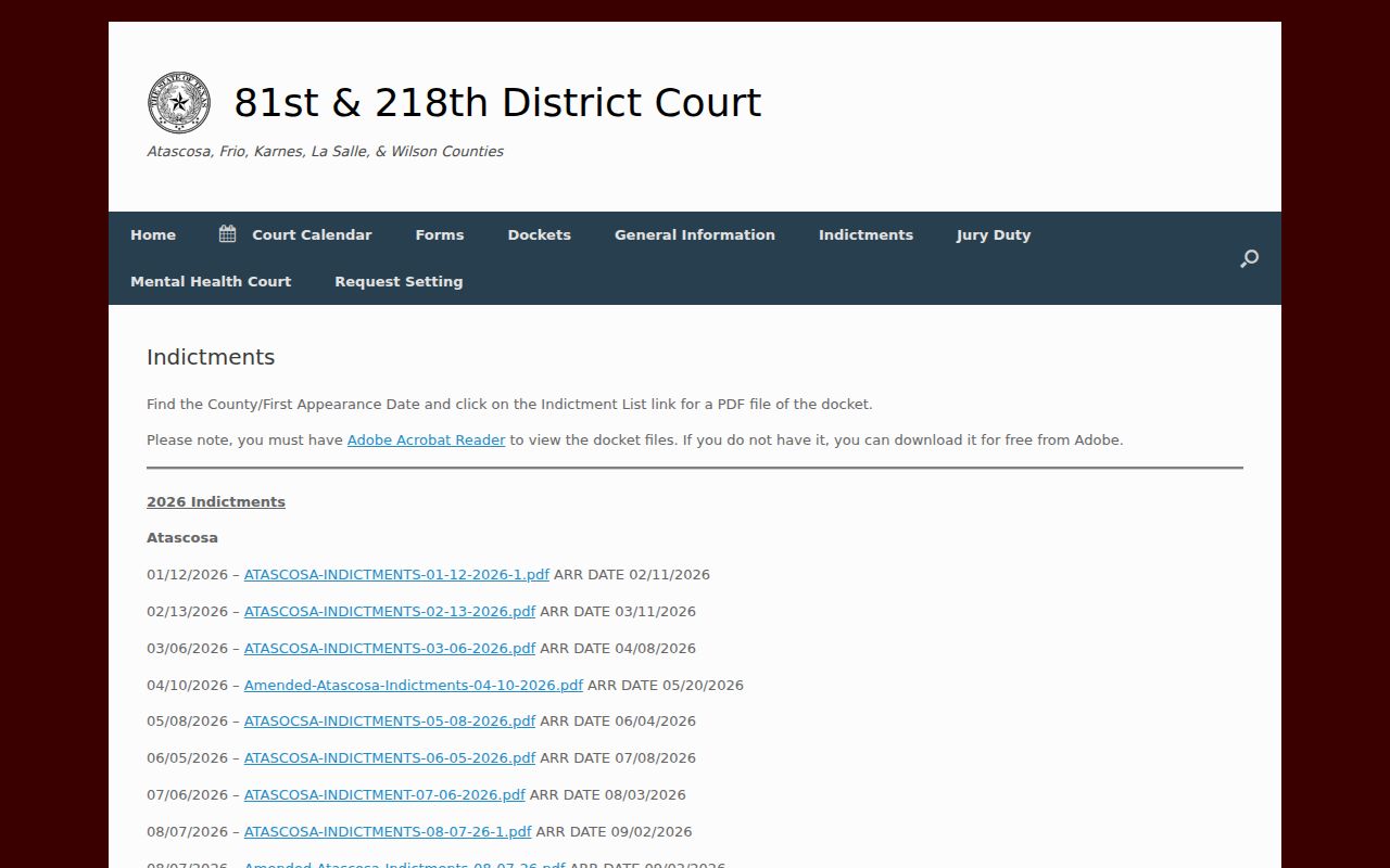 La Salle County arrest warrant context, dated indictment archive structure