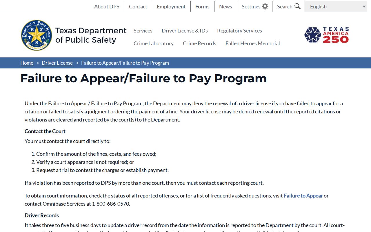 La Salle County traffic warrant context, Texas DPS FTA and FTP program