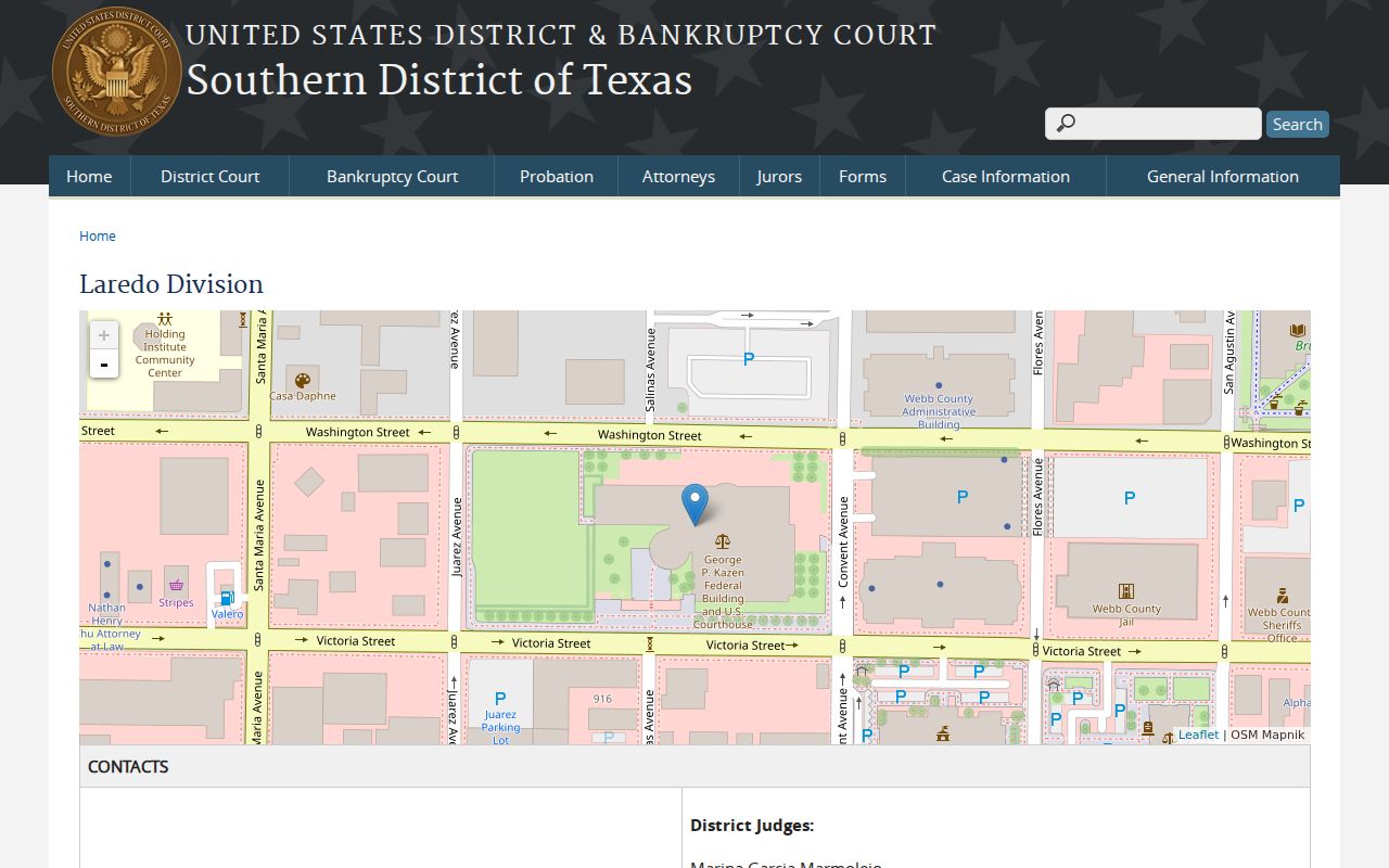 La Salle County federal arrest warrant route, Laredo federal courthouse information